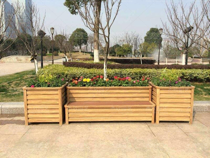 熱賣款黃檀木色鋁合金座椅花箱組合