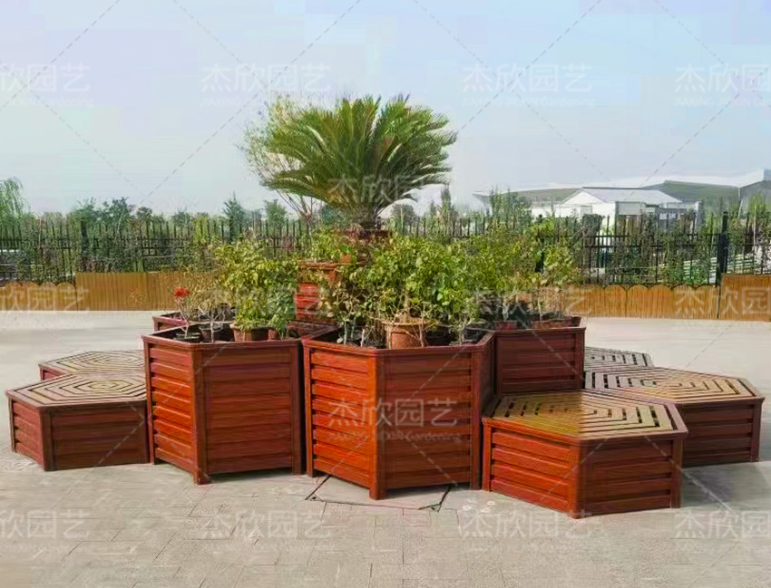 六邊形鋁合金花箱坐凳組合公園椅廣場(chǎng)可用